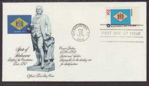 US Delaware State Flag 1976 Fleetwood U/A FDC BIN