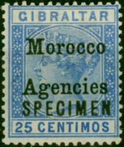 Morocco Agencies 1899 25c Ultramarine Specimen SG12s Fine MM