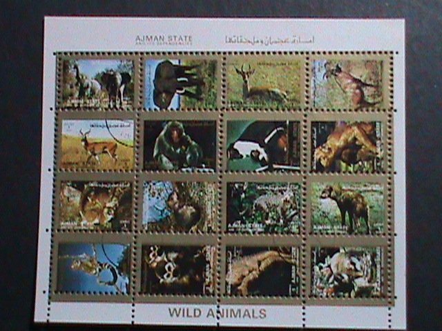 AJMAN STATE-COLORFUL LOVELY WORLD WILD ANIMALS CTO MINI SHEET VERY FINE