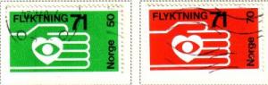 Norway Sc 572-3 1971 Refugees stamps used