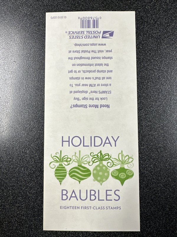 #4579-82 Holiday Baubles Christmas Forever Stamp Booklets Of 18
