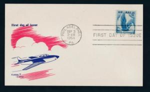 U.S. C48 Unaddressed multicolor Fluegel FDC,4c Eagle single on card