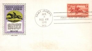 1940 Pony Express 80th anniversary Sc 894-33 Gundel cachet St Joseph MO