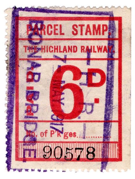 (I.B) The Highland Railway : Parcel Stamp 6d (Bonar Bridge) 