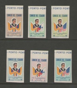 Ecuador 1963 Sc 691-3,C409-11 Imperf. set MNH