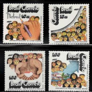 Brazil Scott 1262-1265 MNH** 1972 Mobral Literacy Campaign set