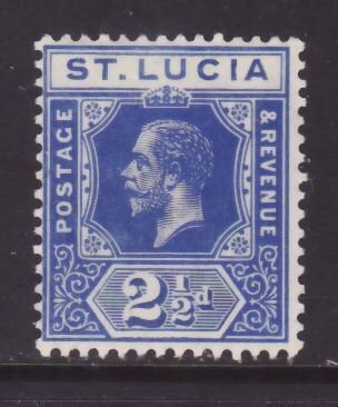 St Lucia-SG#81b- id13-unused VLH og deep bright blue 2&1/2p KGV-1916-