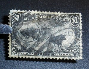 1898 Trans-Mississippi $1 black Sc 292 used single CV $700