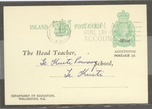 New Zealand  1968 QE II 2 1/2c + 1/2c Education P.C. used Te Puka, low hyphen