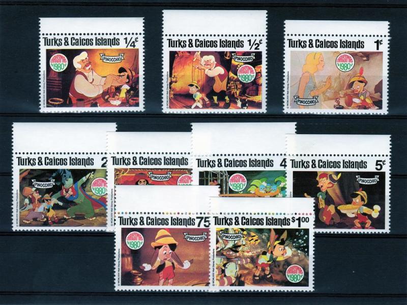 Turks and Caicos 1980 Sc# 442-50 Disney Christmas Set  (9) MNH