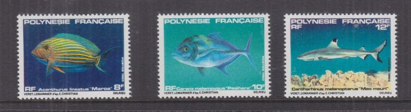 FRENCH POLYNESIA, 1983 Fish set of 3, lhm.