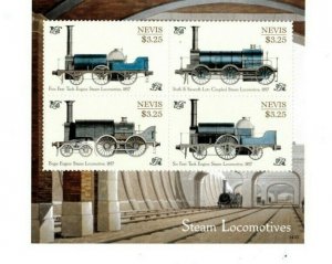 Nevis - 2014 -  Steam Locomotives  - Sheet of Four  - MNH