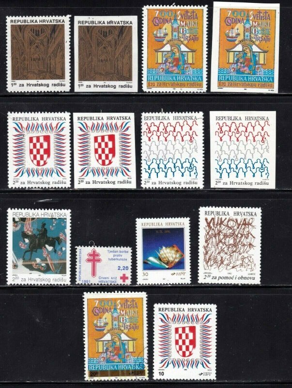 Croatia stamps, Postal Tax (RA) stamps with imperfs,  CV $28.50