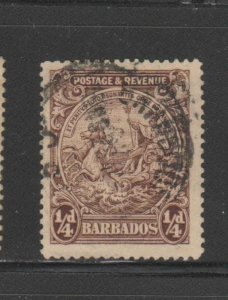 BARBADOS #165  1925-35  1/4p    SEAL OF THE COLONY   USED  F-VF   b