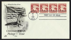 #1947 'C' Eagle-Strip of 4, Art Craft Hand Cancel FDC **ANY 5=FREE SHIPPING**