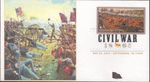 Two John Byrnes Printed Cachet FDCs for the 2013 Gettysburg Civil War Stamp