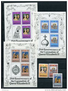 Antigua 1978 Sc 508-5 (5) Souvenir Sheets+Stamps MNH Silver Jubilee Queen Elizab