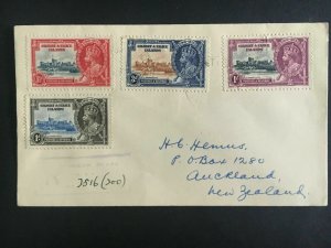 1938 Gilbert Ellice Islands Cover Jubilee Set  to New Zealand # 33-36