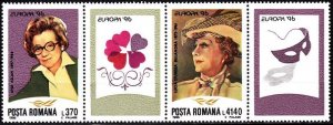 ROMANIA 1996 EUROPA: Famous Women. Doctor, Actress. Strip 2v+2Lab, MNH