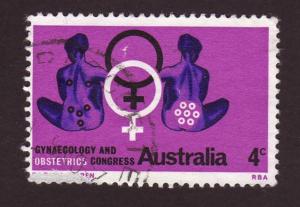 Australia 1967 Sc#428, SG#423 4c Purple Medical Symbols USED.