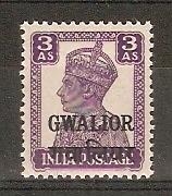 India GWALIOR State 3As KG VI Postage SG124 Cat 