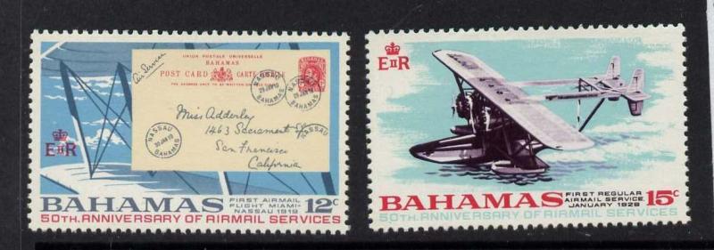 Bahamas 288-9 MNH - Stamp on Stamp, Aircraft