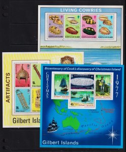 Gilbert Islands - 3 Mint, NH Souvenir sheets, cat. $ 29.25 