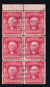 US 319g 2c Washington Complete Booklet Pane Used VF-XF SCV $450