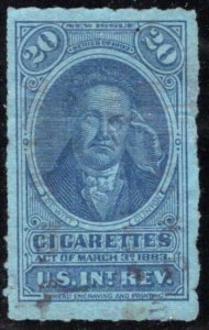 Springer TA18d, Used, 20 Class A Cigarettes, blue, 1883, USA Taxpaid Revenue