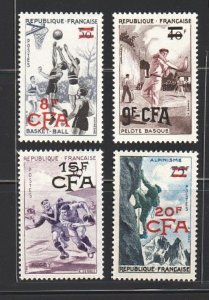 France- Reunion 1956 Surcharged with 2 Bars (4v Cpt) MVLH CV$30+