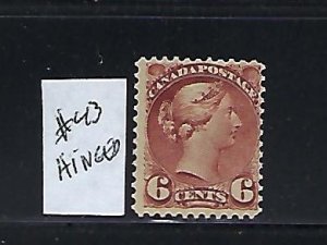 CANADA SCOTT #43 1888-97 SMALL QUEEN 6 CENT (ROSE RED) MINT HINGED