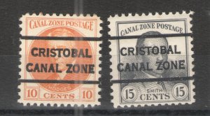 US/Canal Zone 1928-40 Sc# 108 & 111 MNH VG/F - Cristobal CZ Precancels