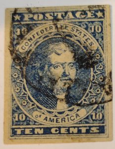 Scott Stamp CSA 2b - 10¢ Used Dark Blue,  Hoyer & Ludwig.  Well Centered.