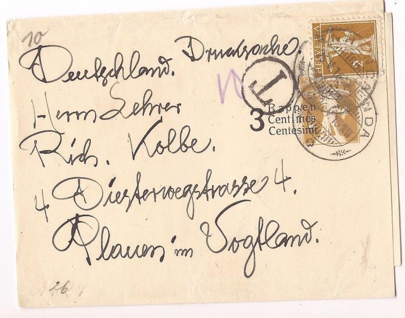 Switzerland 1916 wrapper uprated, taxed UNUSUAL! (ban) 