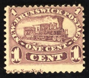 New Brunswick Scott 6 Mint NG 1c red lilac 1860-63 Lot GOR689 bhmstamps