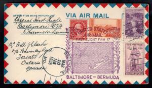 1938 USA first flight cover FFC Baltimore to Bermuda FAM 17 Clipper
