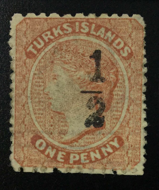 MOMEN: TURKS ISLANDS SG #16 1881 MINT OG H £200 LOT #61978