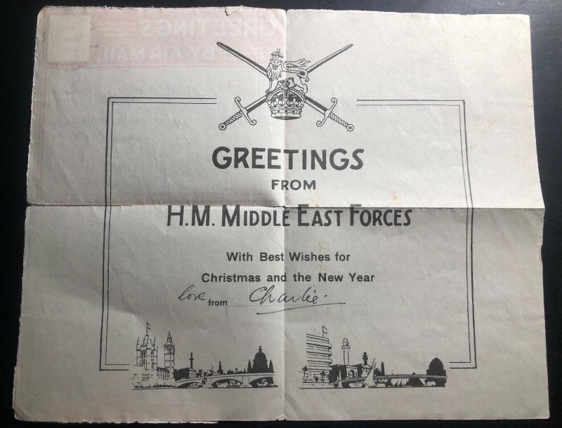 1943 Middle East Forces In Egypt Censored Air letter Cover To Victoria Canada