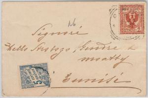 ITALY -  POSTAL HISTORY: COVER to  TUNISIE  Tunisia 1902 TAXED on ARRIVAL!