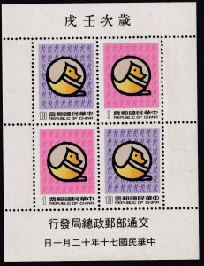 SC # 2274a China 1981 estampillada sin montar o nunca montada nuevo años 1982 Hoja Souvenir S/S CV $12.50 