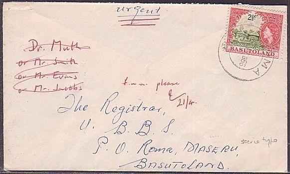 BASUTOLAND 1966 2½c on cover scarce type ROMA cds..........................35772