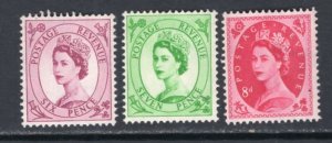 GB 1955 QE Definitives 6p-8p 3 Values St Edwards Crown Watermark MH #325-327