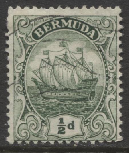 Bermuda - Scott 41a - Caravel - Wmk 3 -1918 - VFU -Single 1/2p Stamp