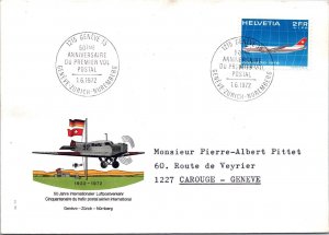 Switzerland 1972 FFC - Airmail - Zurich To Geneva To Nuremberg - J7651