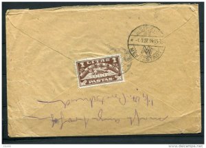 Lithuania 1927 Registered cover Kaunas to Leipzig Germany Airmail lot 101