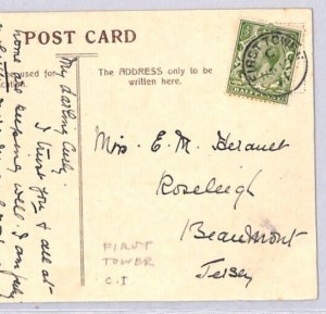 GB Channel Islands JERSEY Postcard Super *FIRST TOWER* CDS 1913 {samwells}ZJ103