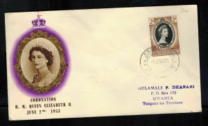 1953 Bechuanaland Coronation to Mwanza FDC first day cover Queen Elizabeth 2