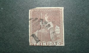 Trinidad #2 used puple brown missing corner e206 10078