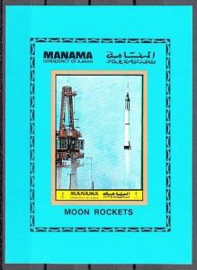 Manama, Mi cat. 1098, BL221 B. Mercury 3 Take Off, IMPERF s/sheet. ^