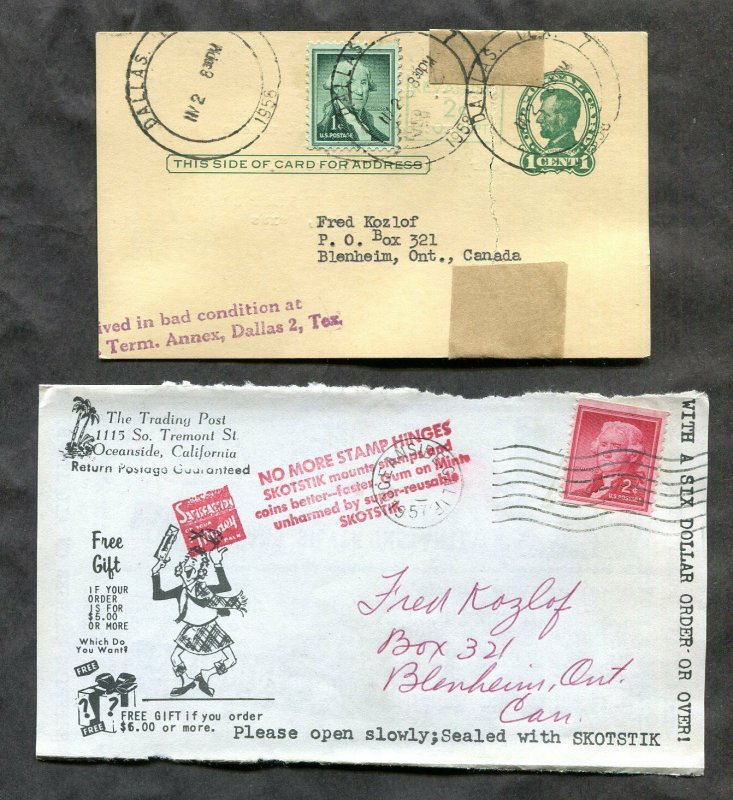 d32 - USA 1c & 2c Liberty Issues on Postal Cards / Postal History - Lot of (6)